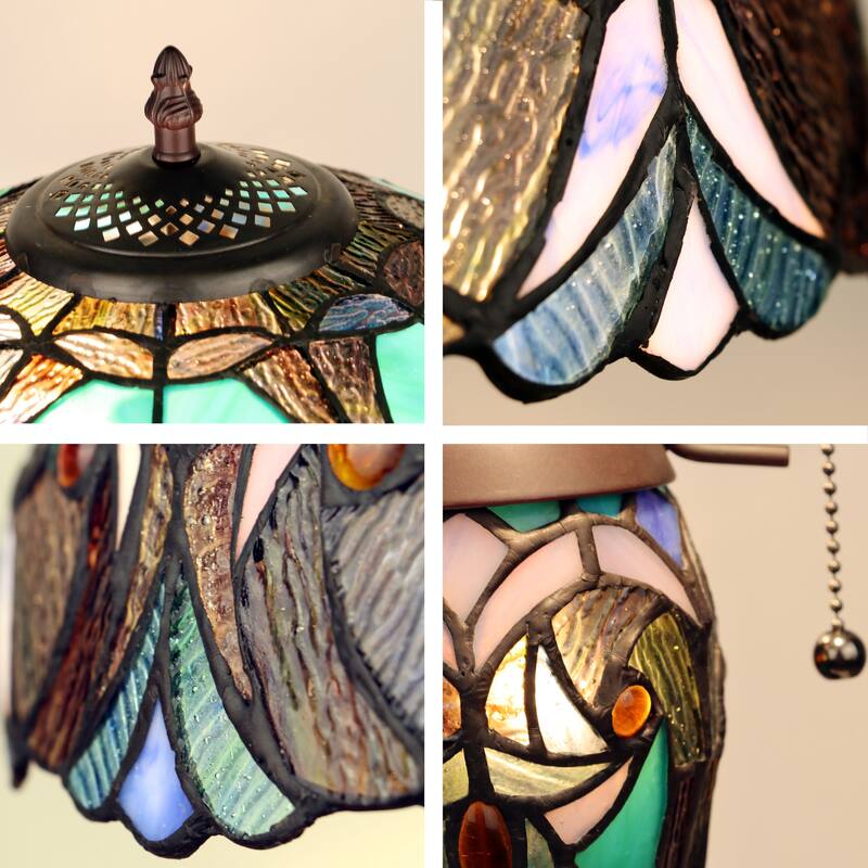 Tiffany Style Victorian Design 2+1-light Antique Dark Bronze Table Lamp