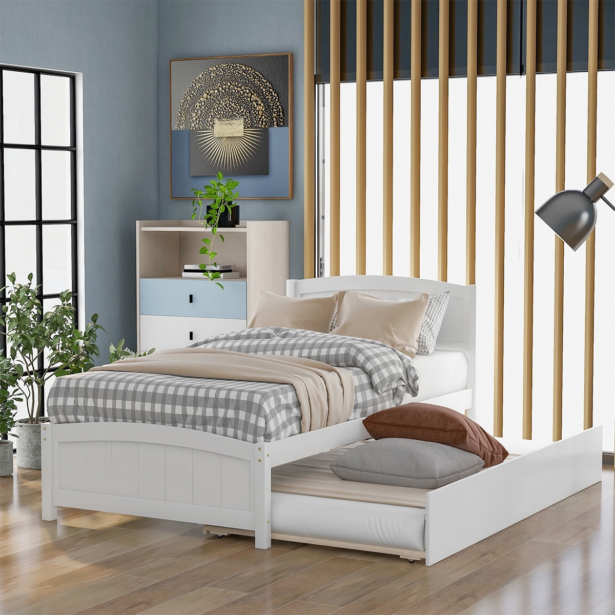 Merax Twin Size Platform Bed with Trundle