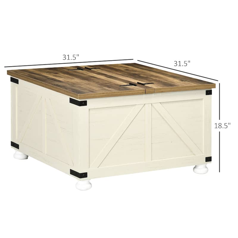 HOMCOM Coffee Table, Square Center Table with Flip-top Lids, Hidden Storage Compartment and Wooden Legs for Living Room