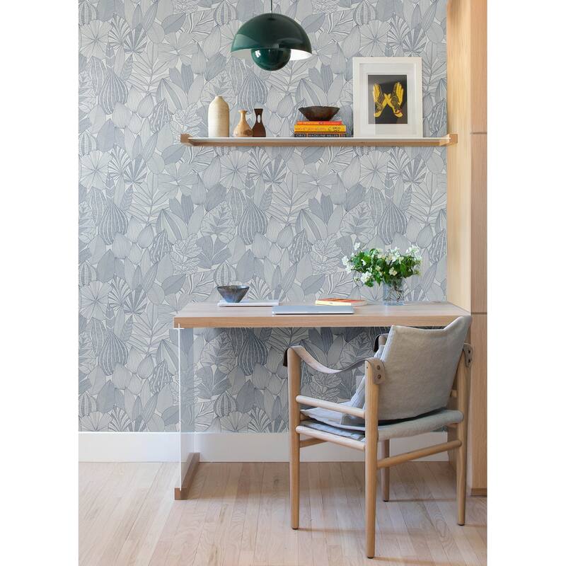A-Street Prints Mathias Blue Botanical Wallpaper
