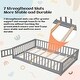 preview thumbnail 12 of 31, Full Size Floor Bed for Children, Sturdy Wood Montessori Bed Frame with Fence & Door