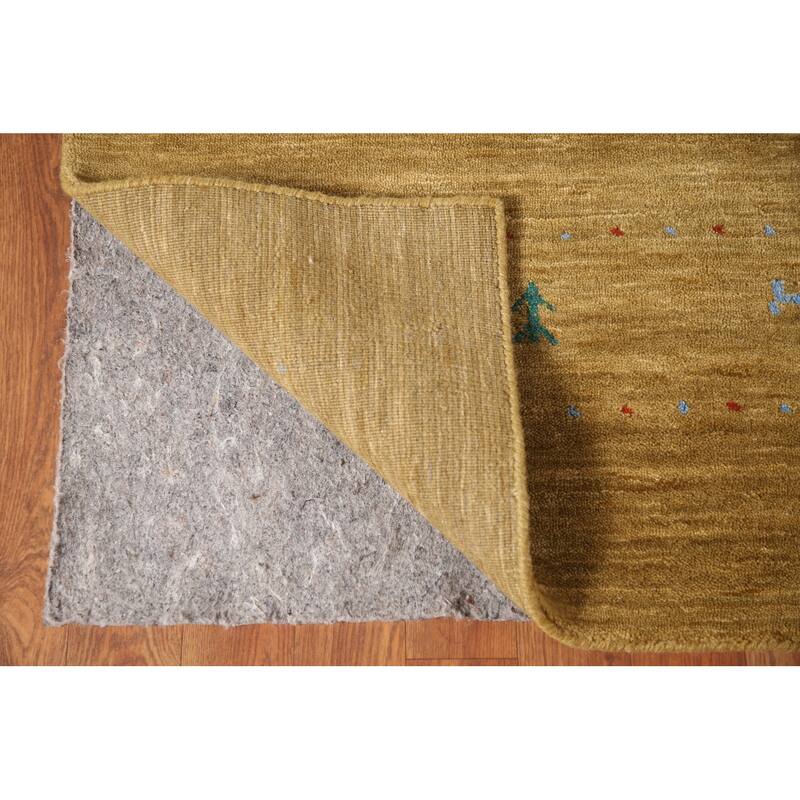 Tribal Gold Gabbeh Oriental Area Rug Handmade Wool Carpet - 5'3"x 7'8"