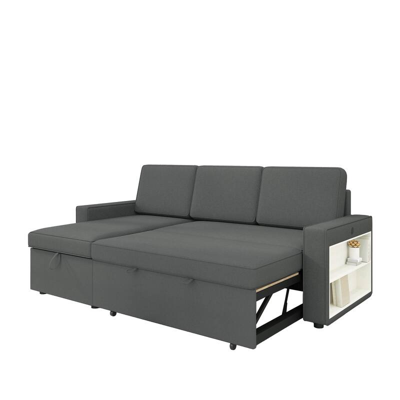 85.8" Pull Out Sleeper Sofa With USB Port And T-pyce Port