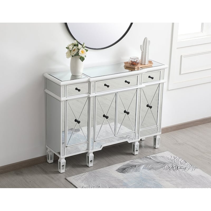 Contemporary 3-drawer 4-door Mirrored Cabinet