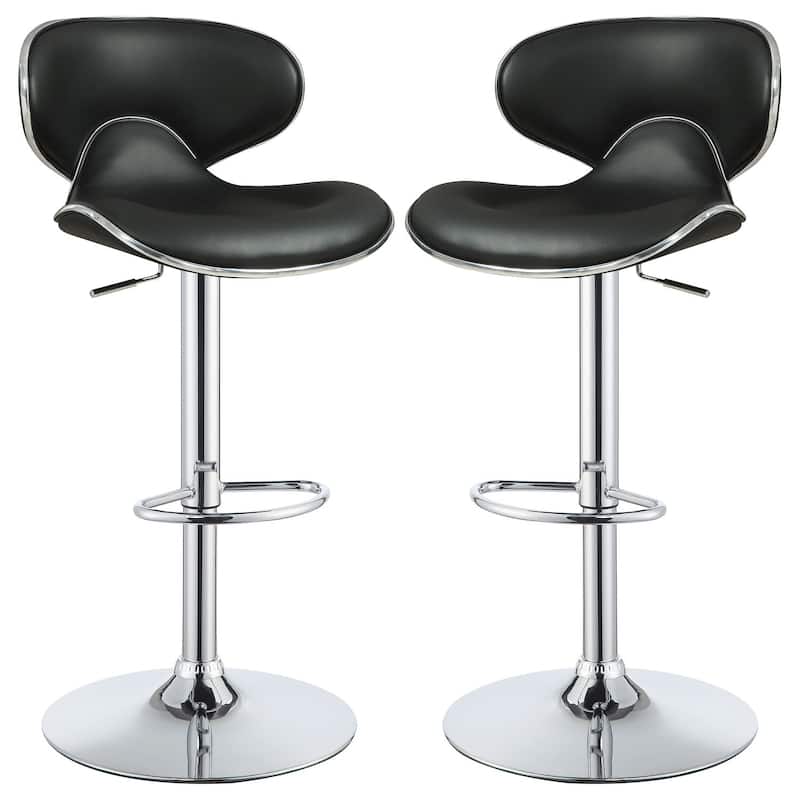 Adjustable Bar Stools Set of 2 with Modern Swivel Design, Black Chrome Finish and Height Adjustable Comfort Seating