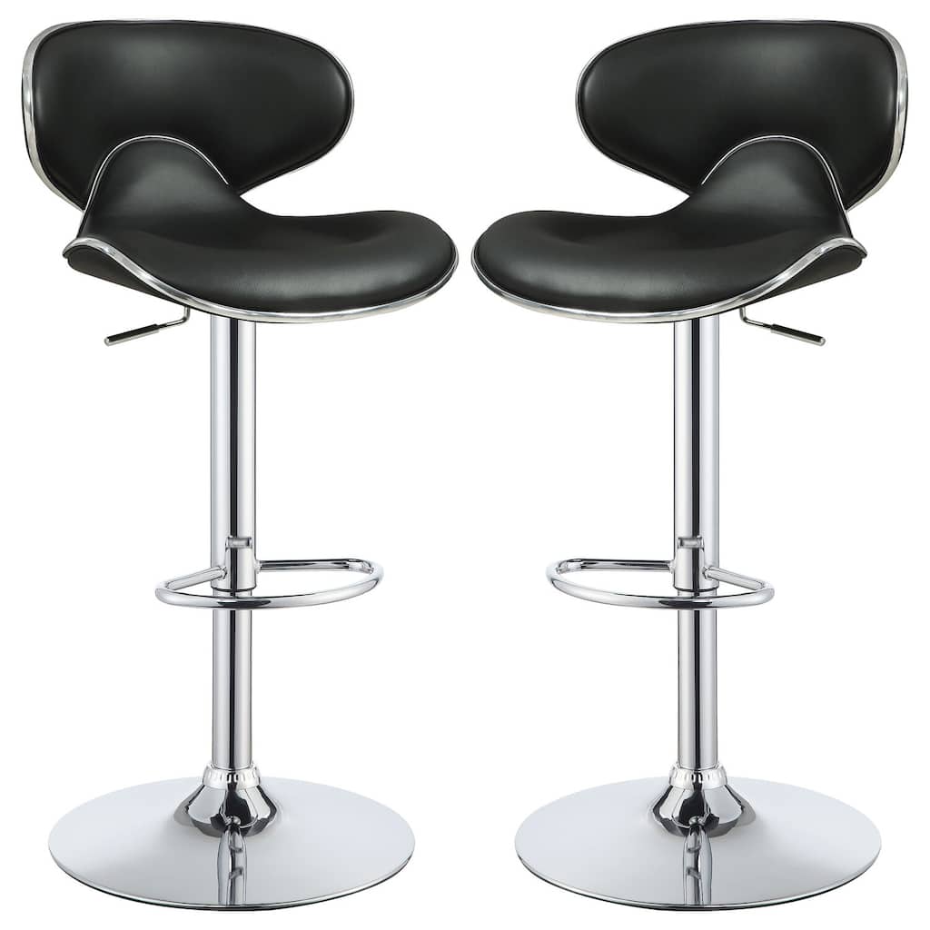 Adjustable Bar Stools Set of 2 with Modern Swivel Design, Black Chrome Finish and Height Adjustable Comfort Seating