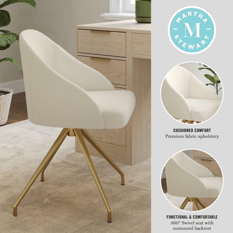 Martha Stewart Upholstered Stationary Swivel Home Office Chair