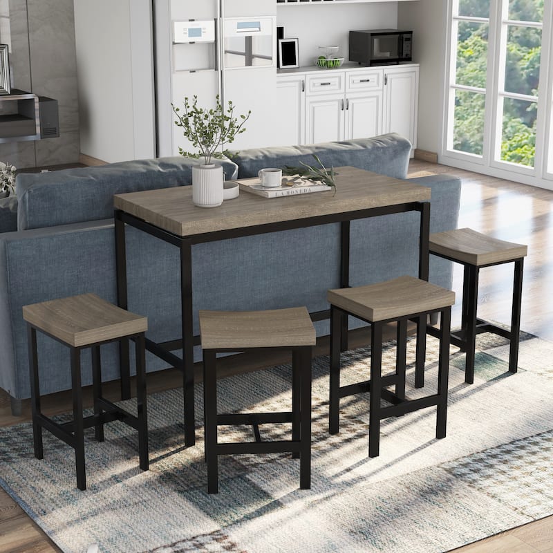 Feri Transitional Black Metal 5-Piece Counter Height Dining Set by Furniture of America