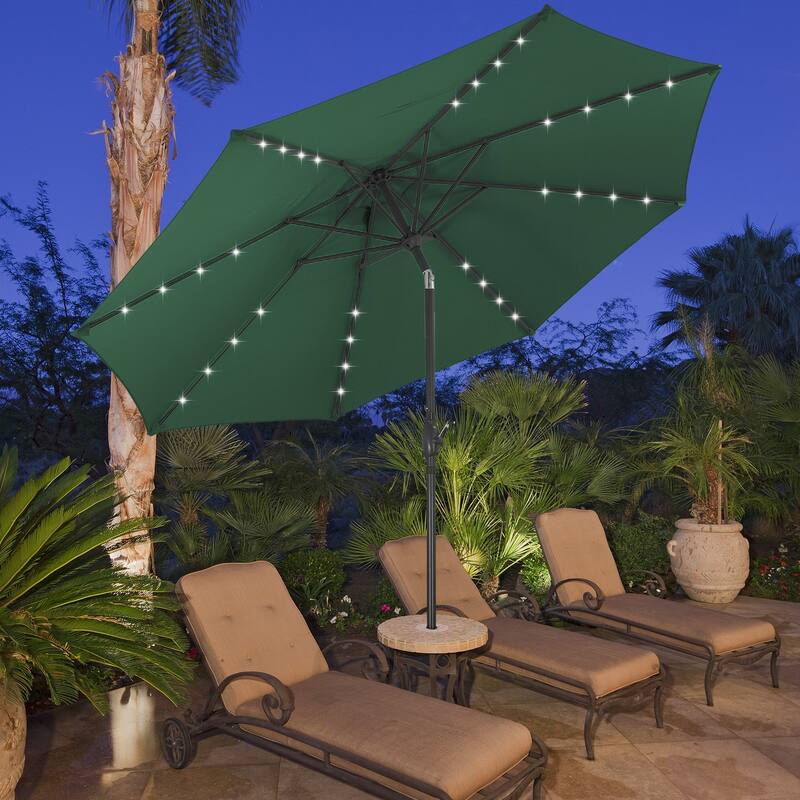 10ft Patio Umbrella with Lights Outdoor Solar Umbrella
