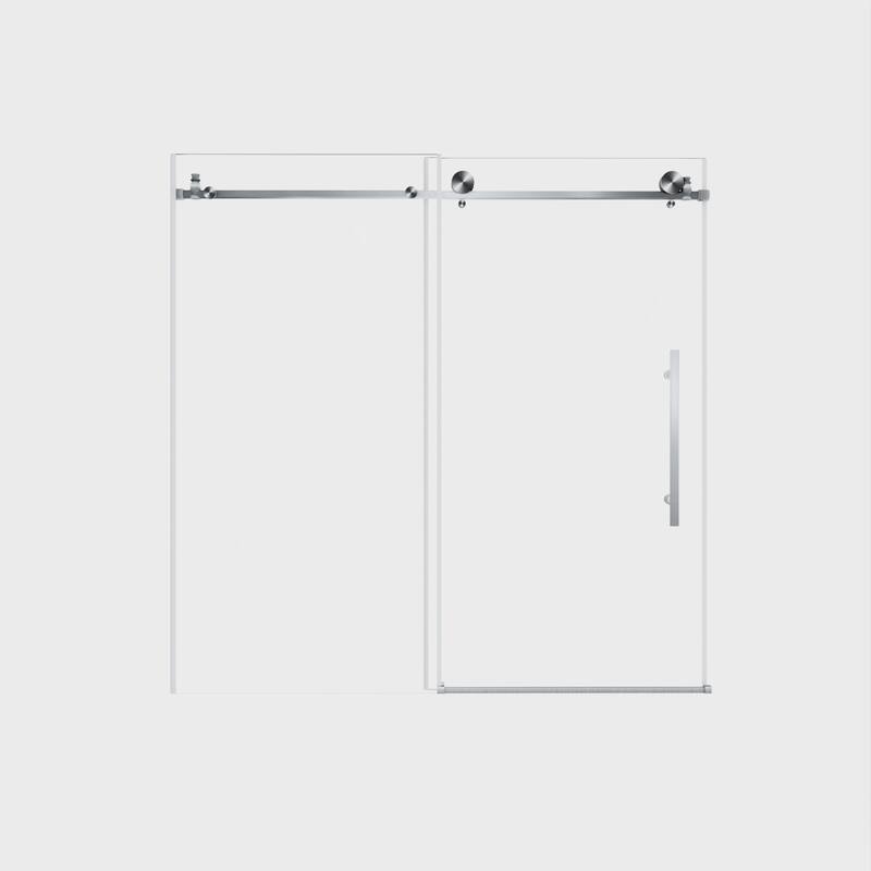 60 "W x 60" H Frameless Shower Door with Stainless Steel Handle - 60'' x 0.31'' x 60''