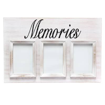 "Memories" Rustic Wooden Collage Photo Frame - 23" - White and Black