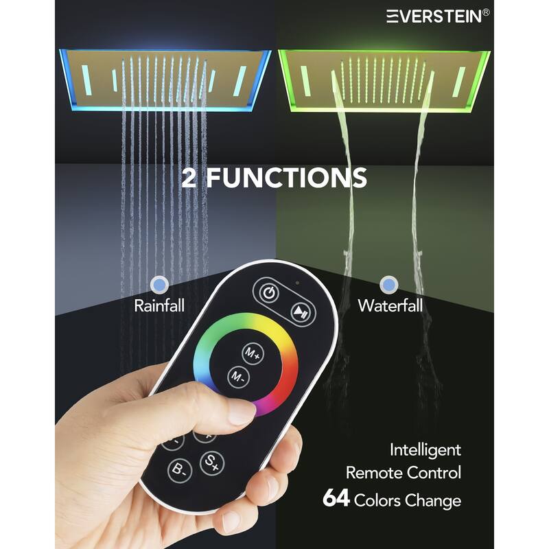 Multi-Function Thermostatic Shower System – Rainfall, Waterfall, Body Jets & LED Smart Control - 15*23