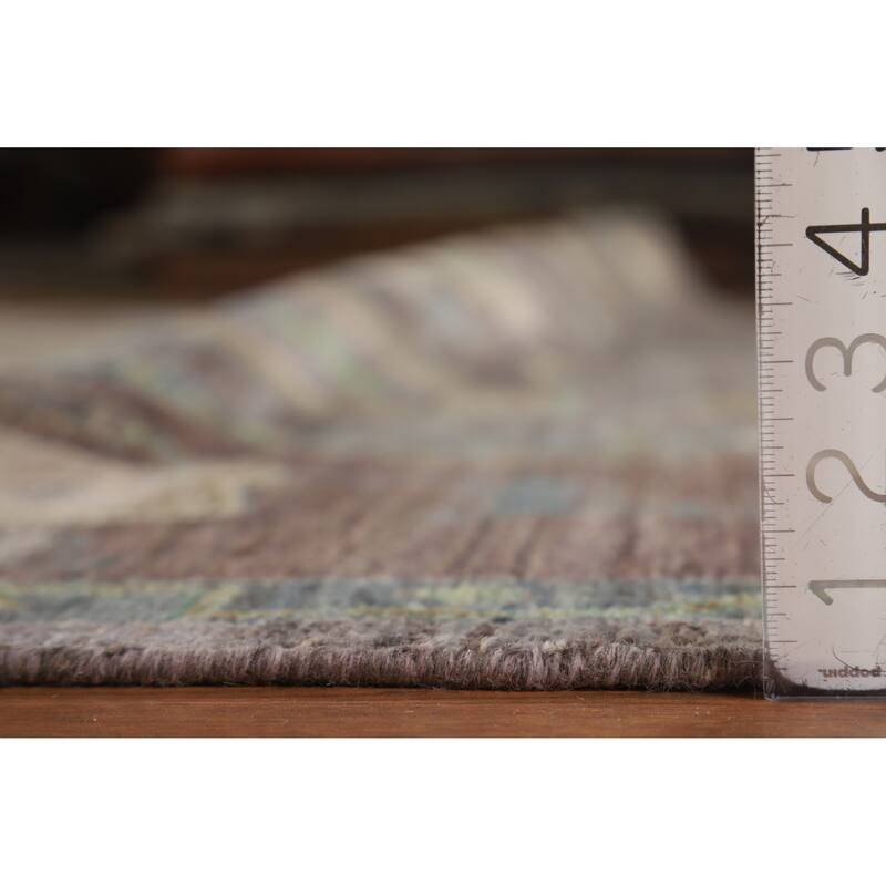 Hand Knotted Oriental 100% Wool Carpet Transitional All-Over Brown Oushak Area Rug - 11' 6'' X 9' 0''