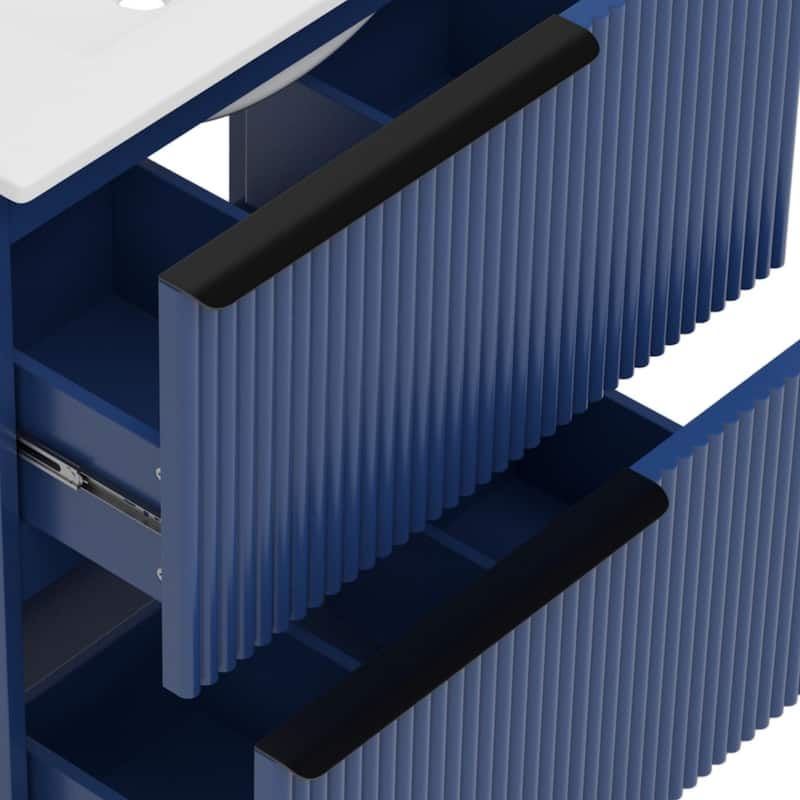 Roomfitters 30" Bathroom Vanity with Ceramic Sink, Full-Extension Soft-Close storage units and Fluted Design