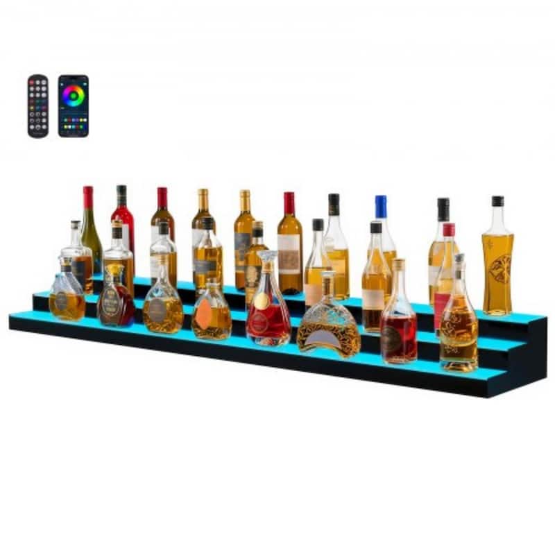 Acrylic 3-Tier LED Lighted Liquor Wine Shelf with Remote