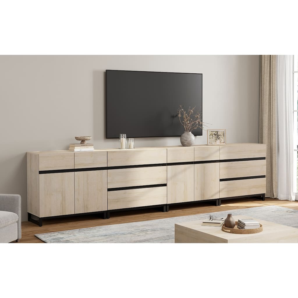 Modern TV Stand for TVs up to 120 Inches, 4-in-1 Media Console with Adjustable Shelves and 6 Drawers, TV Cabine