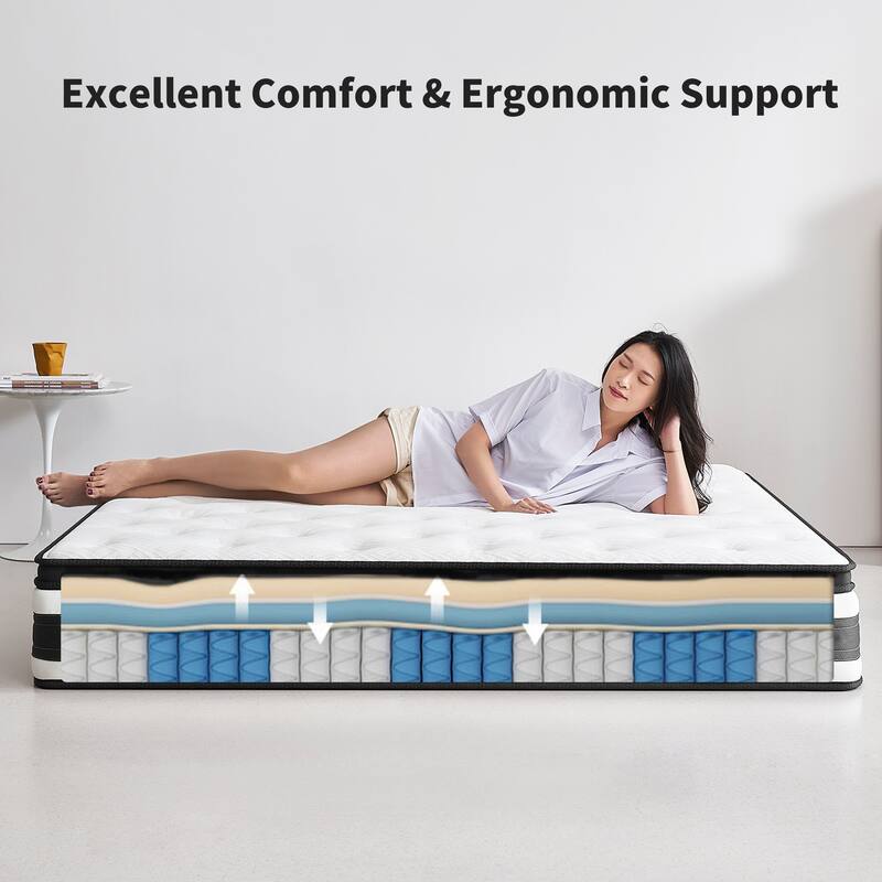 12 Inch Full Size Breathable Cool Oeko-Tex100 Cover Memory Foam Individual Pocket Spring Hybrid Mattress