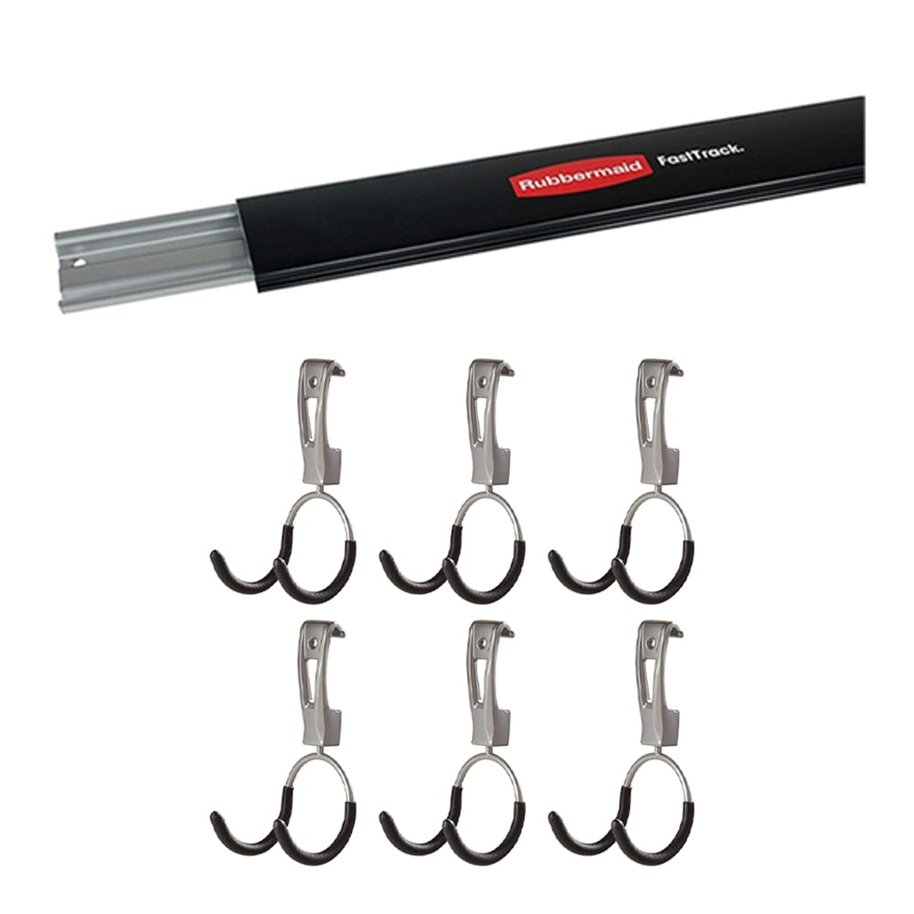 Rubbermaid Fast Track Garage Storage Wall Mounted Compact Hook, 3 Piece  Set.