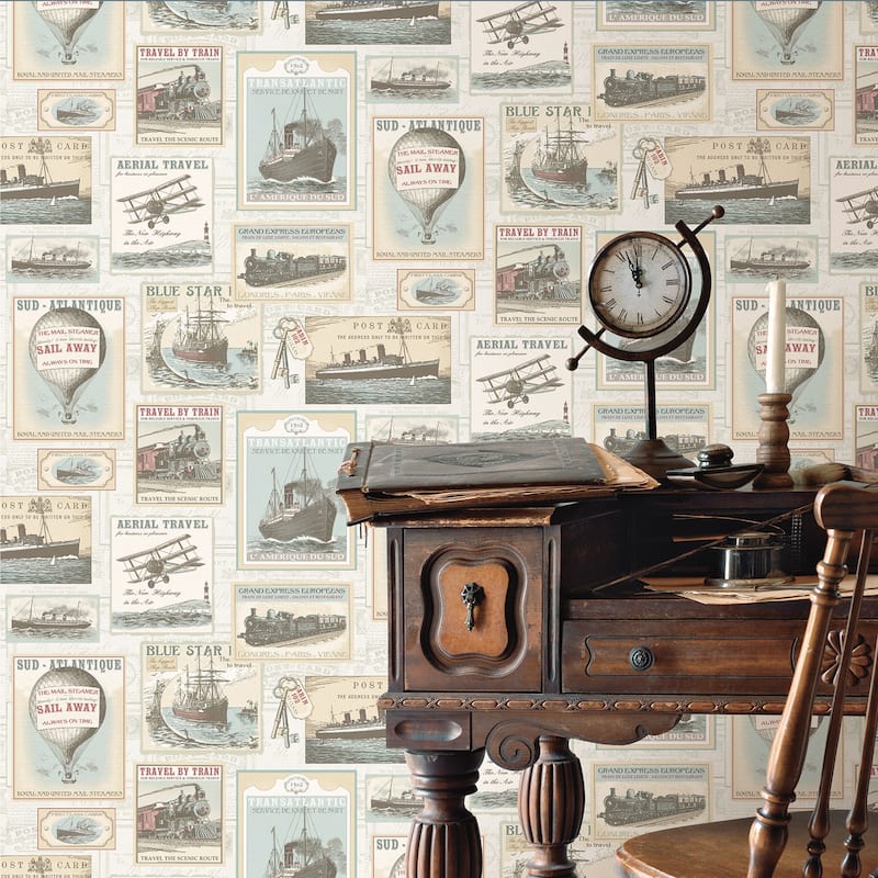 Galerie Wallcoverings Nostalgie Collection Old Time Travel Non-woven Matte Wallpaper Roll