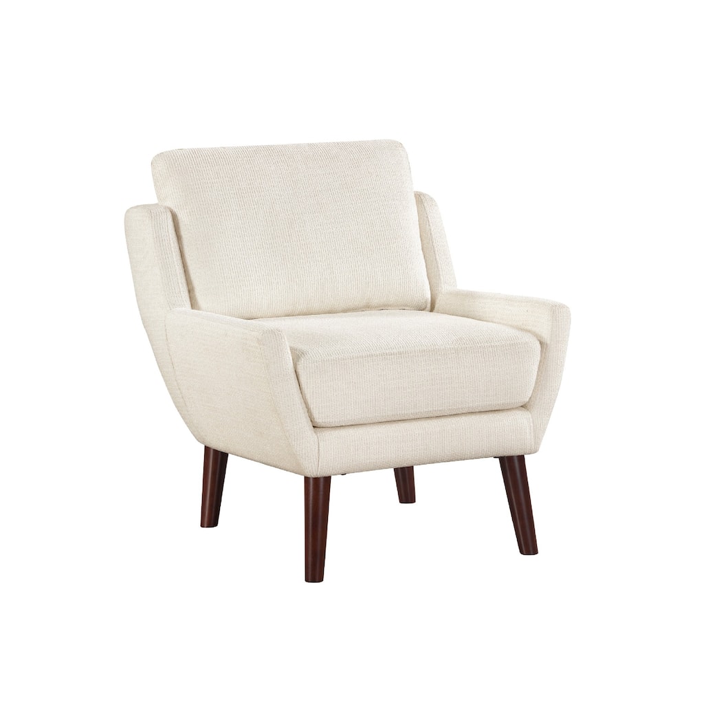 Veny Accent Armchair, Beige Chenille, Solid Wood Angled Legs
