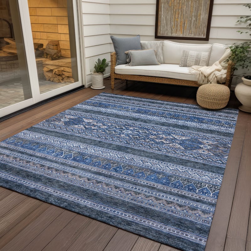 Machine Washable Indoor/ Outdoor Chantille Tribal Boho Rug