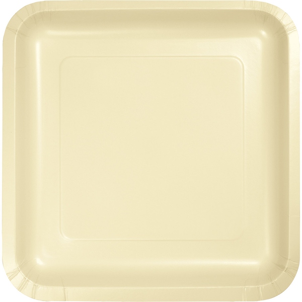 Pack of 180 Ivory Premium Square Paper Party Dinner Plates 9