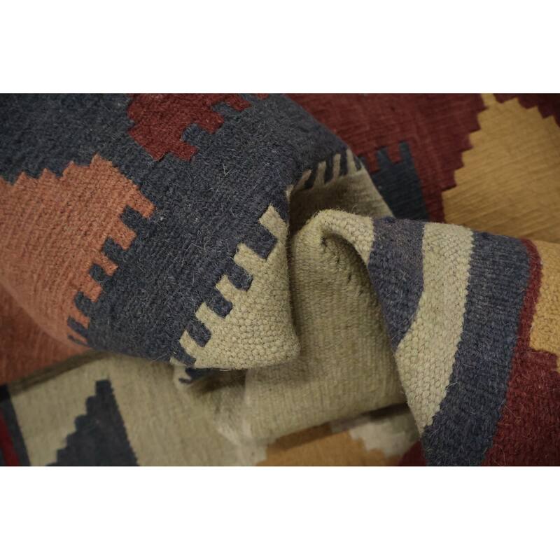 Hand Woven Oriental 100% Wool Carpet Southwestern Tribal Multi-Colored Kilim Area Rug - 11' 7'' X 8' 2''