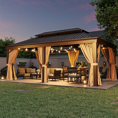 12' X 20'Aluminum Gazebo with Galvanized Steel Double Roof