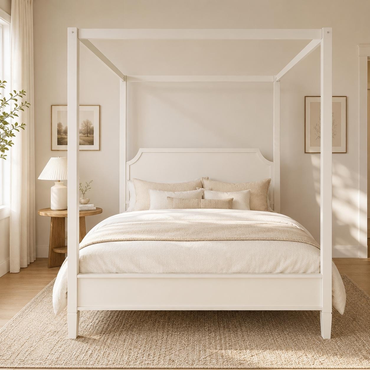 4-Post Wooden Canopy Platform Bed by Harper&Bright Designs
