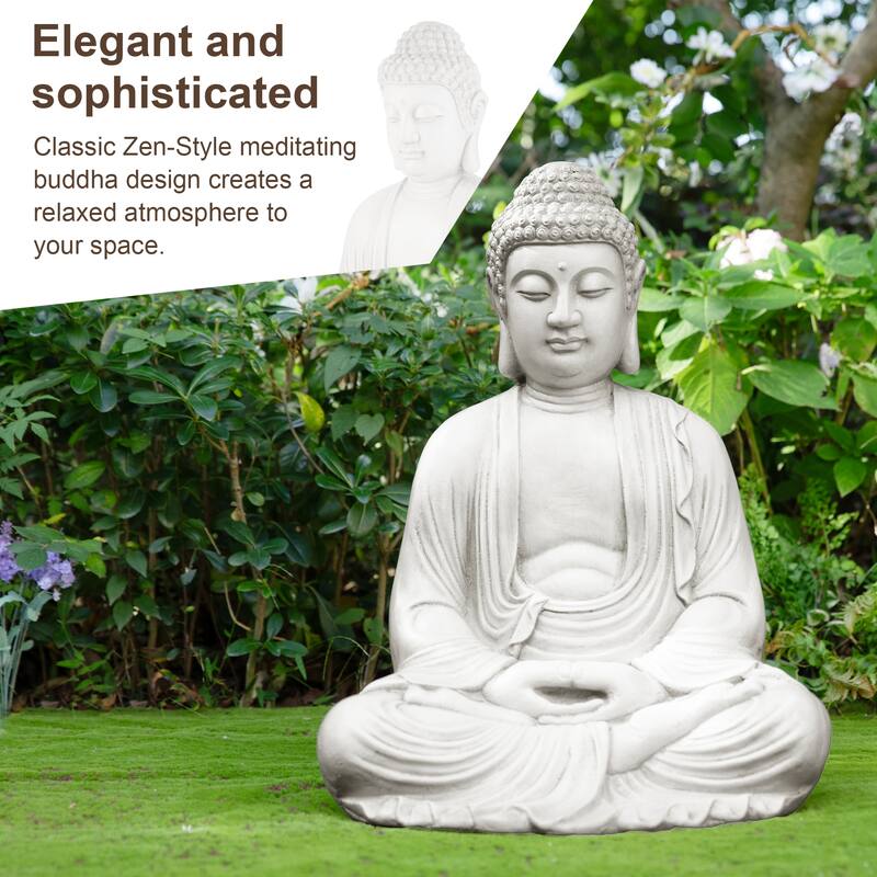 Glitzhome Zen-Style MgO Meditating Garden Buddha Statues Monk Sculpture Indoor Outdoor