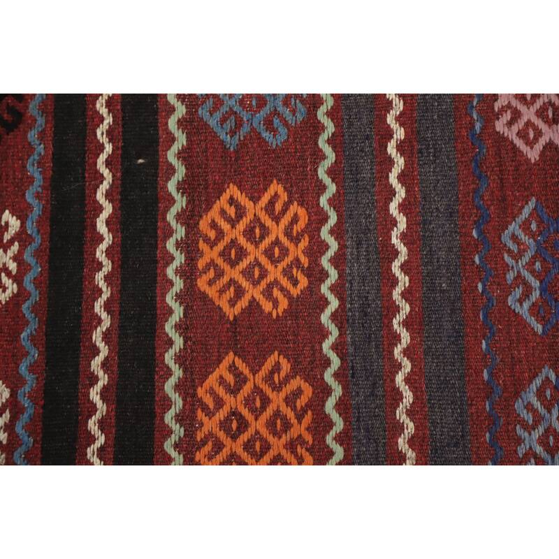Hand Woven Oriental 100% Wool Carpet Southwestern Tribal Multi-Colored Kilim Area Rug - 10' 2'' X 6' 4''