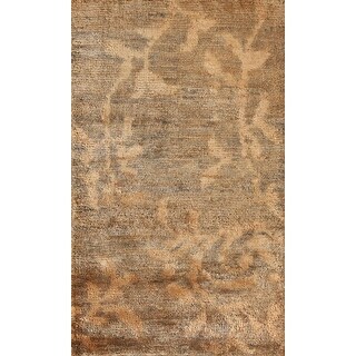 Contemporary Abstract Area Rug Hand-knotted Jute Carpet - 2'11