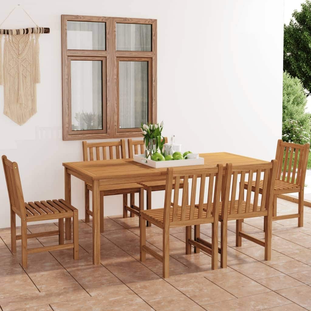 vidaXL Solid Wood Teak Patio Dining Set Garden Outdoor Table Chair 3/4/5/7/9 Piece