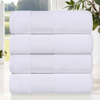 Superior Larissa Cotton Embroidered Geometric Border Bath Towel Set of 4