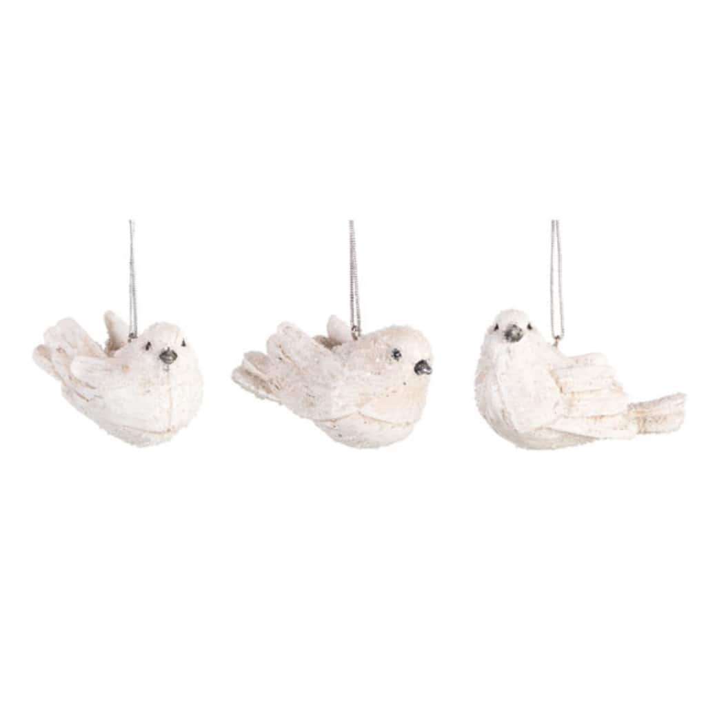 Transpac Resin White & Pewter Bird Ornament Set of 3 Christmas Home Decorations
