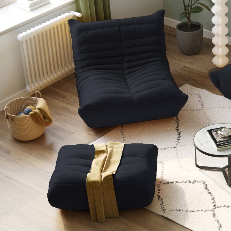 Soft Teddy Fabric Lounge Chairs Bean Bag Sofas Set Modern Tatami Couches Lazy Floor Couch