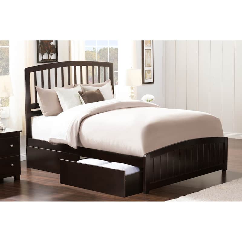 Old World Charm Platform Bed with Footboard & Drawers - Walnut Finish