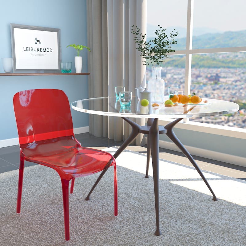 Stackable Acrylic Dining Chair Modern Full Back Transparent Accent Side Chair - Height 32.25", Width 20.5", Depth 21".