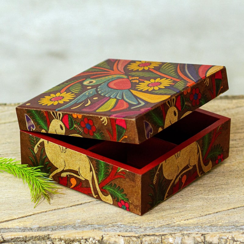 Novica Handmade Tonala Fauna Decoupage Wood Decorative Box