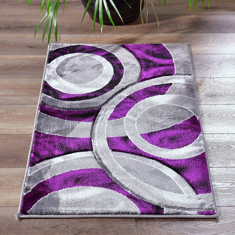 Orelsi Collection Abstract Area Rug - 2'1" x 3'3" - Purple/Grey