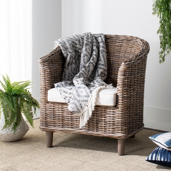Safavieh Omni Transitional Coastal Rattan Barrel Chair - 29.1" x 27.2" x 32.7". Opens flyout.