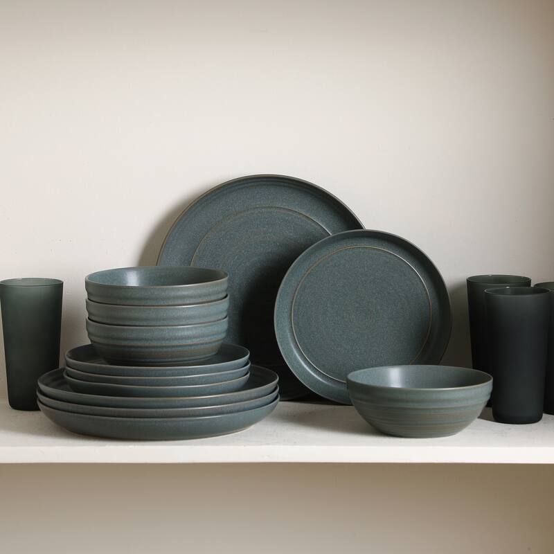 Stone Lain Elio Stoneware Dinnerware Set and Glassware Set