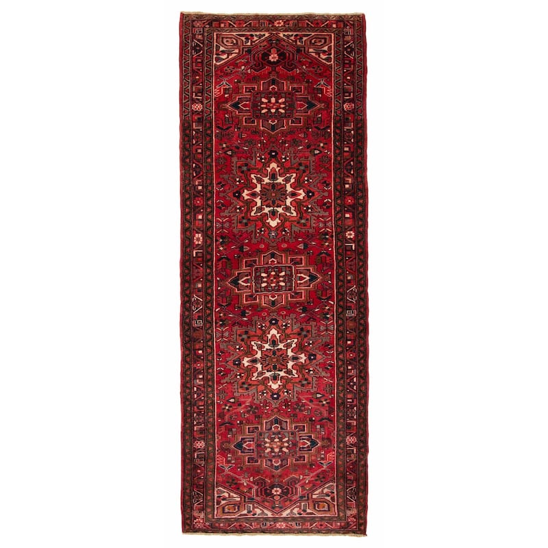 ECARPETGALLERY Hand-knotted Sarabi Red Wool Rug - 3'10 x 10'10 - Red - 3'10 x 10'10