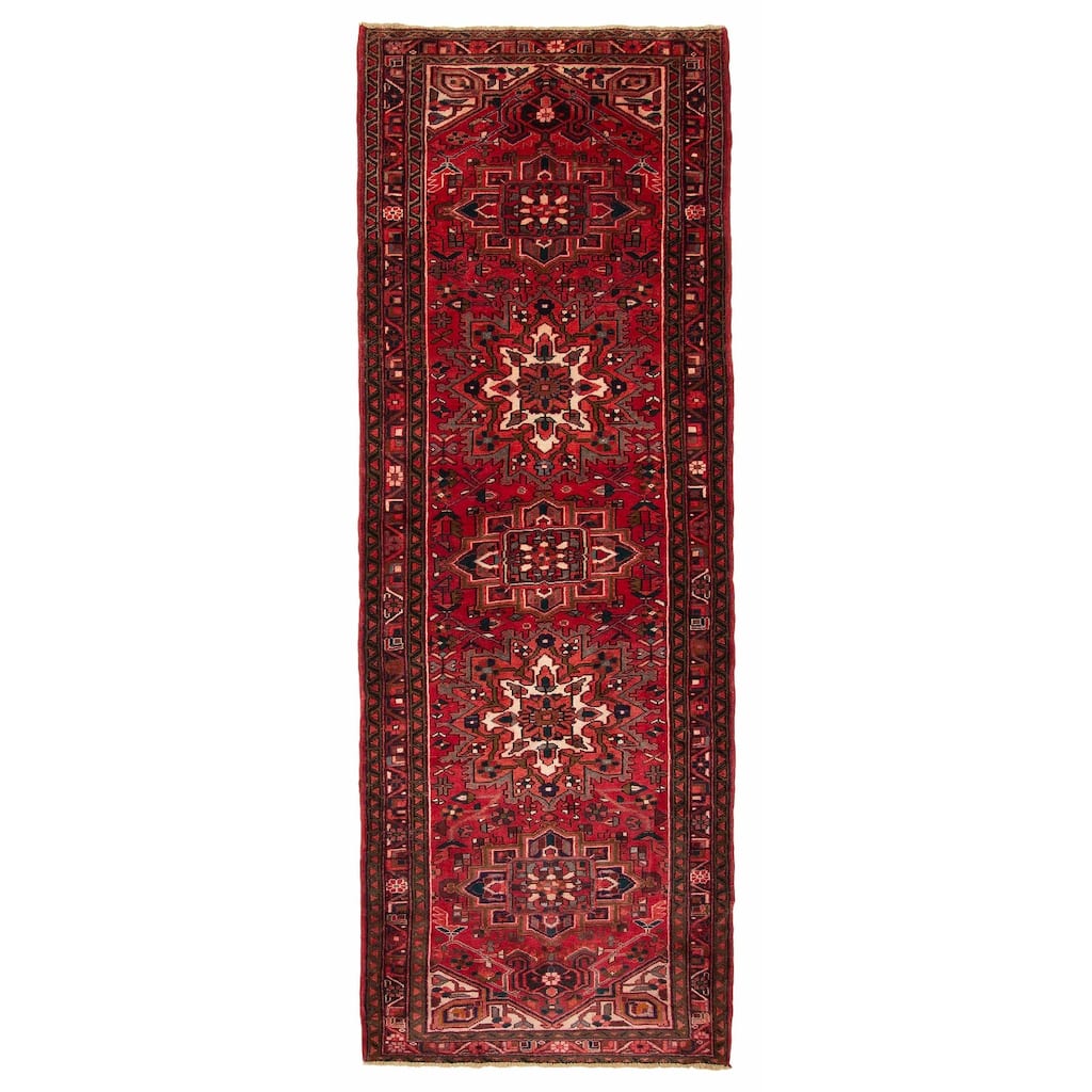 ECARPETGALLERY Hand-knotted Sarabi Red Wool Rug - 3'10 x 10'10