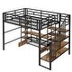 preview thumbnail 20 of 26, Full-Size Metal Loft Bed with Staircase, Built-In Low Storage Desk, and Multi-Tier Shelving for Space-Saving Versatility