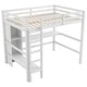 preview thumbnail 18 of 22, Full Size Loft Bed with Bulit-in Desk and Multifunction Storage Shelves, Wooden Loft Bedframe with Ladder and Guardrail