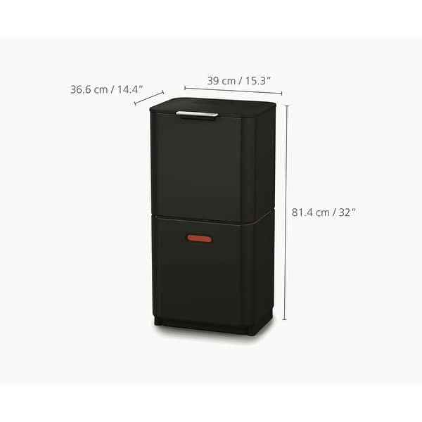 dimension image slide 0 of 4, Joseph Joseph Totem Max 60L Dual Trash Can and Recycle Bin (15.85 US Gallons)