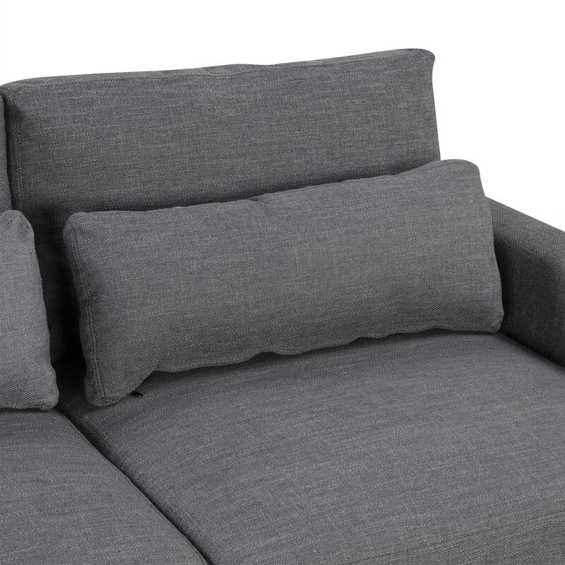 92.90 in Wide Square Arm Fabric L-shaped Removable Back Cushions and 3 Pillows Sofa