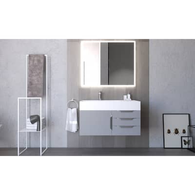 Amazon 36" Wall Mounted Bathroom Vanity Set w/ White Top