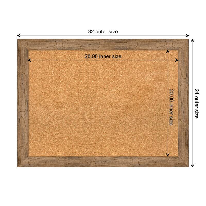 Owl Brown Narrow Wood Framed Natural Corkboard Bulletin Board - Board Size 28x20